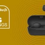 The Sony WF-C710N Earbuds on a yellow background with text saying Big Savings.