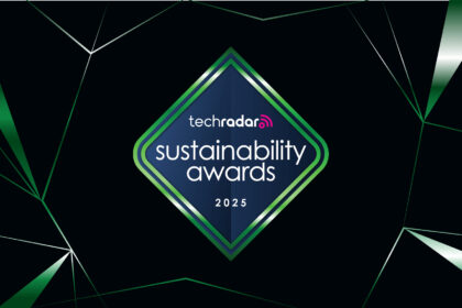 TechRadar Sustainability Awards logo on a black background.