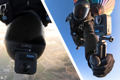Two photos of skydivers using the GoPro Max 2 action cam