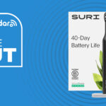 Suri electric toothbrush on a blue background