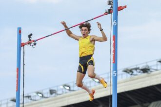 Armand Duplantis of Team Sweden jumps 6.28 to set a new World Record in the Men's Pole Vault Final during the BAUHAUS-galan, part of the 2025 Diamond League at Olympic Stadium on June 15, 2025 in Stockholm, Sweden.