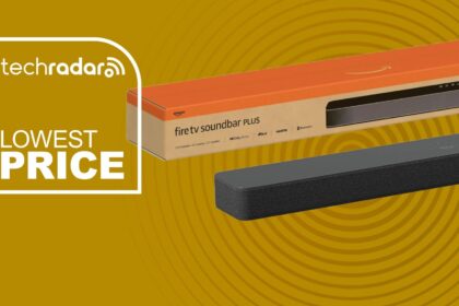 Amazon fire tv soundbar on yellow background