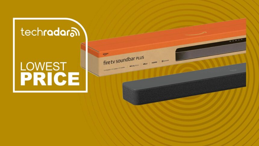 Amazon fire tv soundbar on yellow background