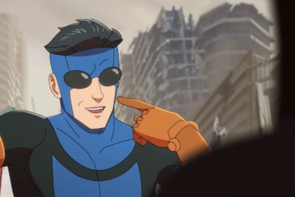 Mark Grayson smiling and pointing at himself in the teaser for Invincible season 4