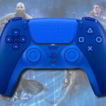 Icon Blue Special Edition DualSense on a PlayStation character background