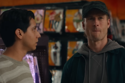 Frankie Rodriguez and Glen Powell in a still from the trailer for Chad Powers