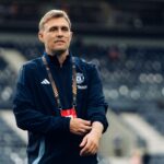 Darren Fletcher, Manchester United’s new manager, wearing training gear on the pitch during a coaching session.