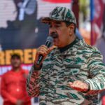 Venezuela's President Nicolas Maduro speaks during a rally on the 22nd anniversary of the coup against Hugo Chavez, Saturday, April 13, 2024.